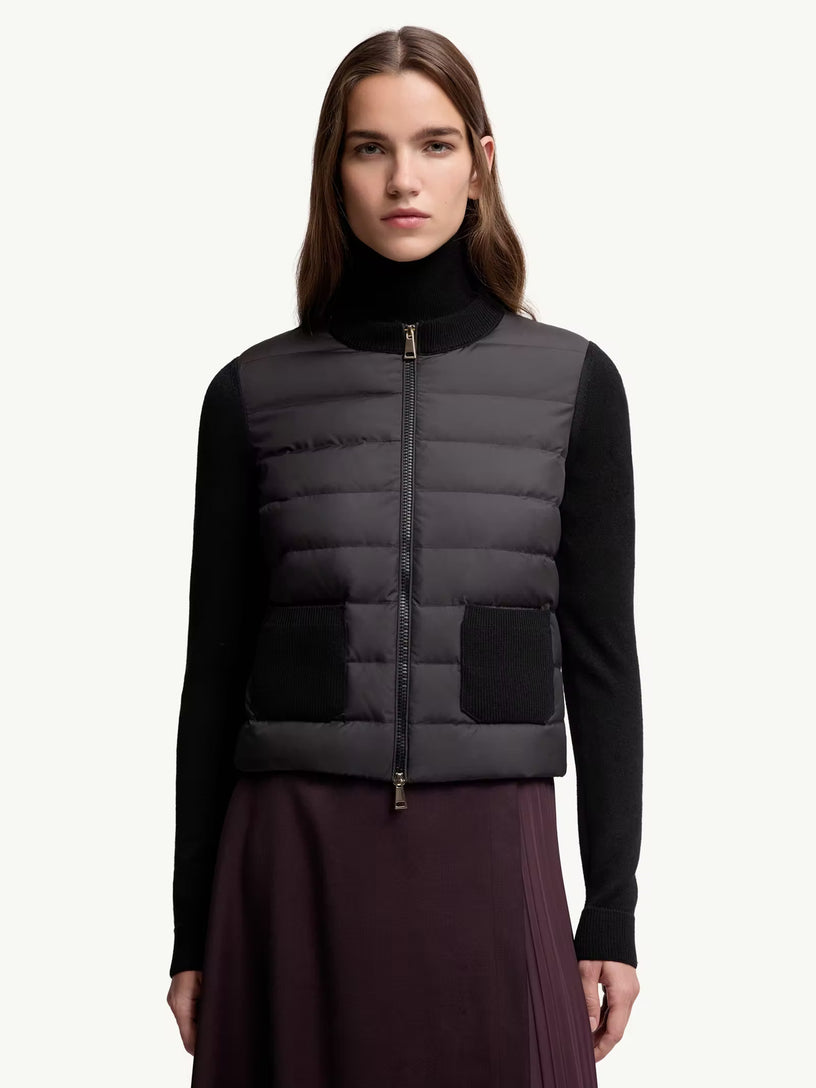 Cardigan imbottito in lana con zip