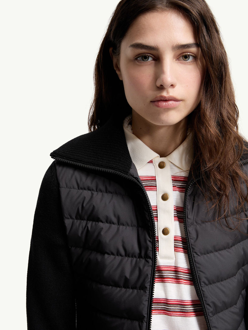 Cardigan in lana imbottito con zip