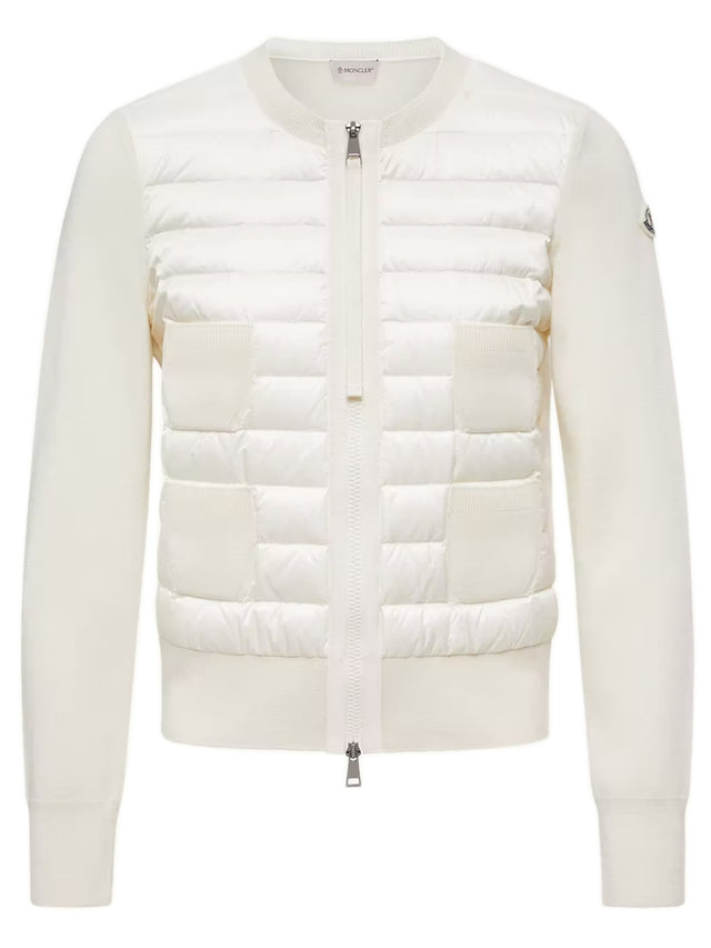 Cardigan imbottito in lana con zip