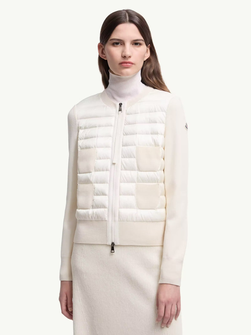 Cardigan imbottito in lana con zip