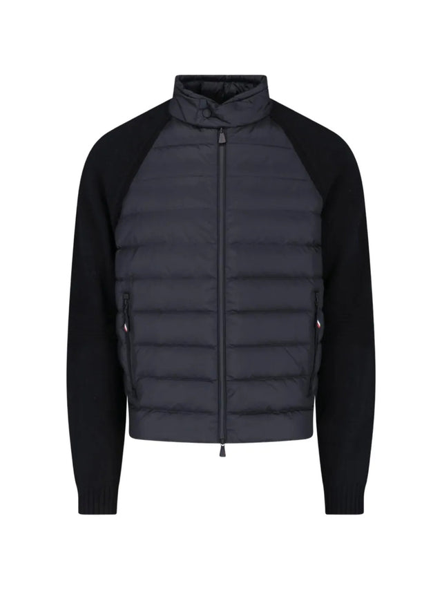 Cardigan imbottito con zip in misto lana