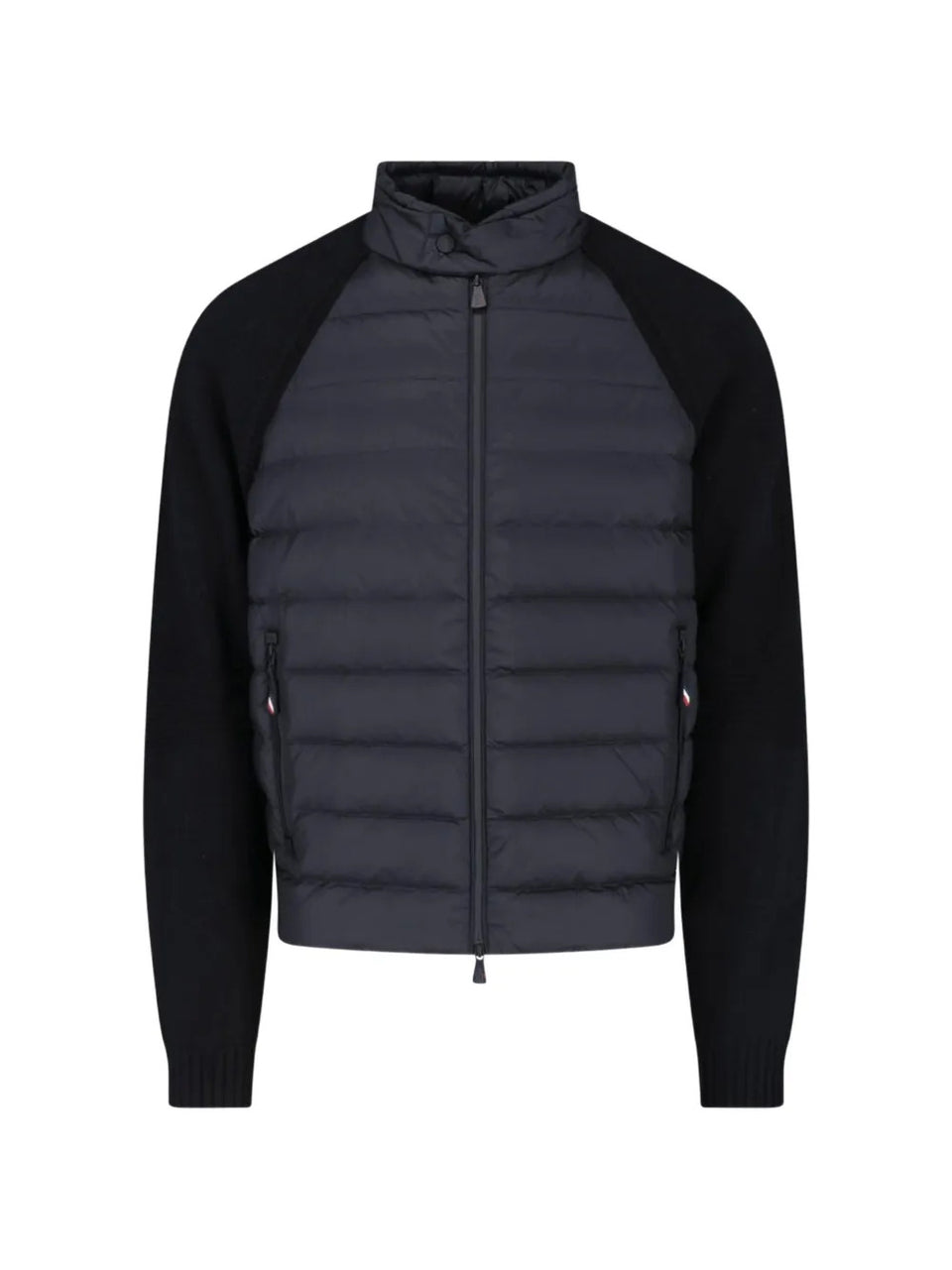 Wool Blend Padded Zip-Up Cardigan