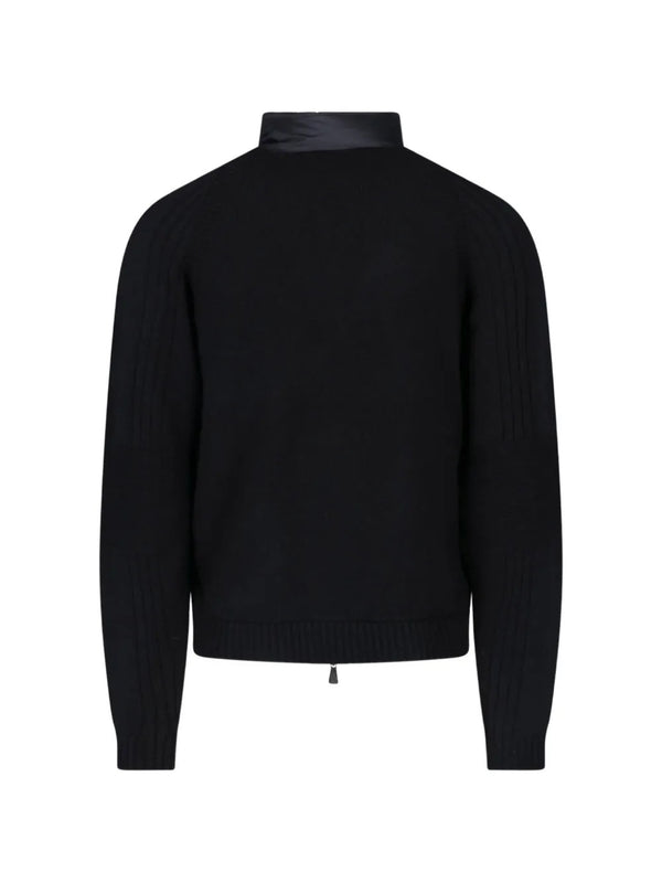 Wool Blend Padded Zip-Up Cardigan
