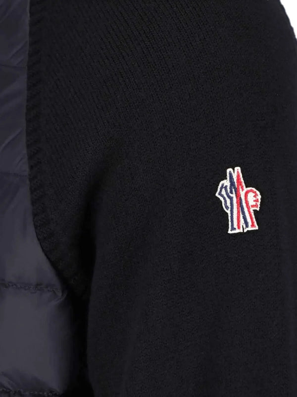 Wool Blend Padded Zip-Up Cardigan