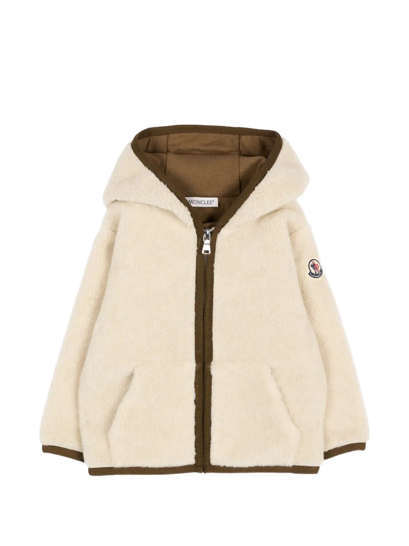 Felpa con cappuccio e zip in pile effetto teddy