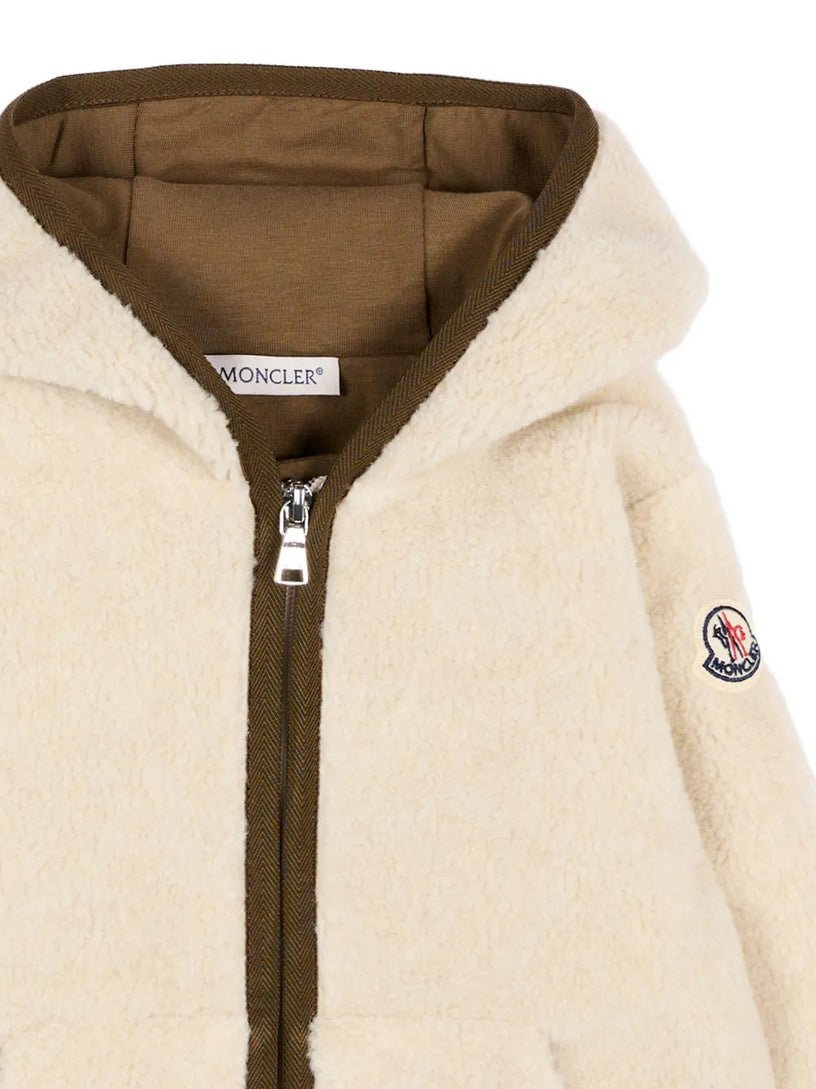 Felpa con cappuccio e zip in pile effetto teddy