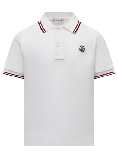 Polo in cotone piquet con orlo tricolore