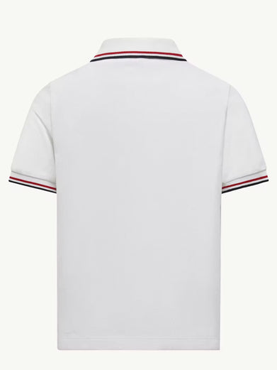 Polo in cotone piquet con orlo tricolore