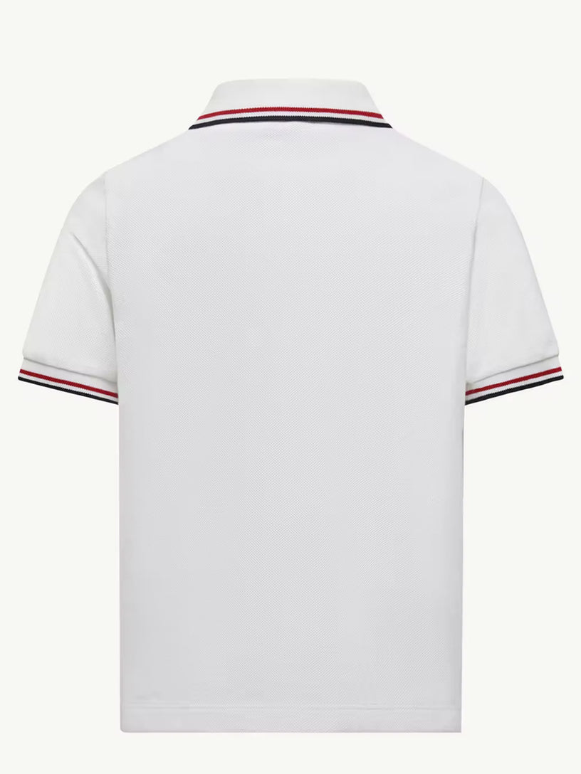 Polo in cotone piquet con orlo tricolore