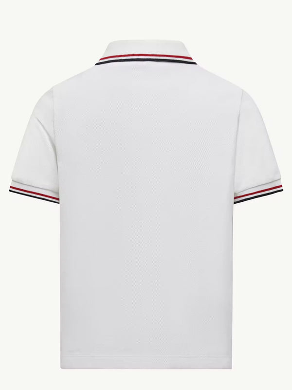 Tricolor Trim Cotton Piquet Polo Shirt