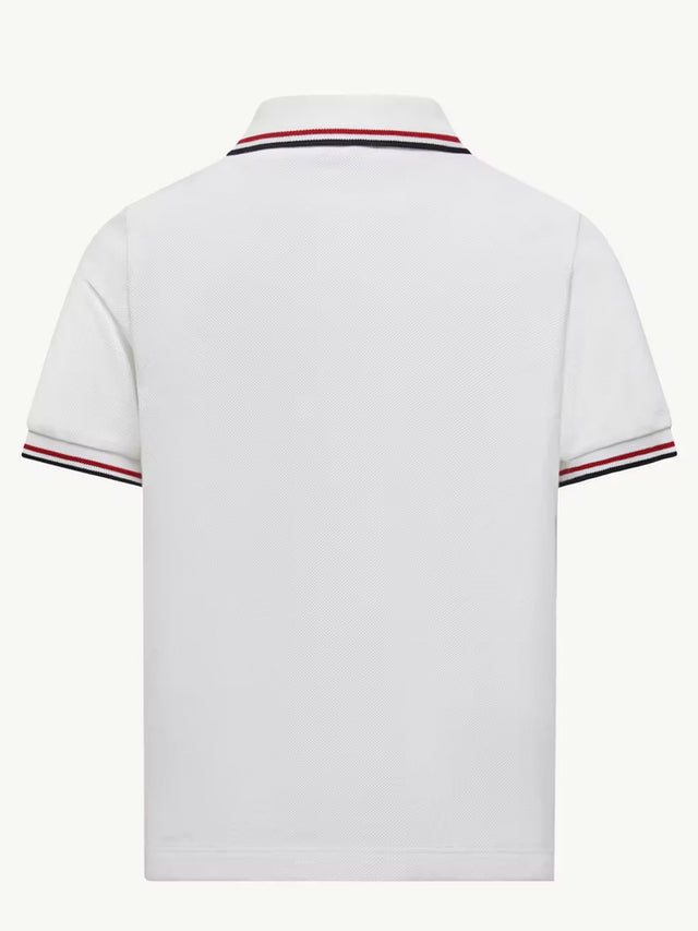 Tricolor Trim Cotton Piquet Polo Shirt