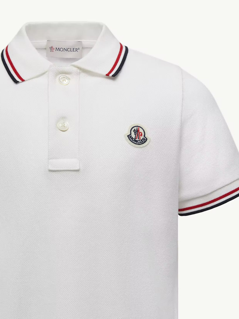 Polo in cotone piquet con orlo tricolore