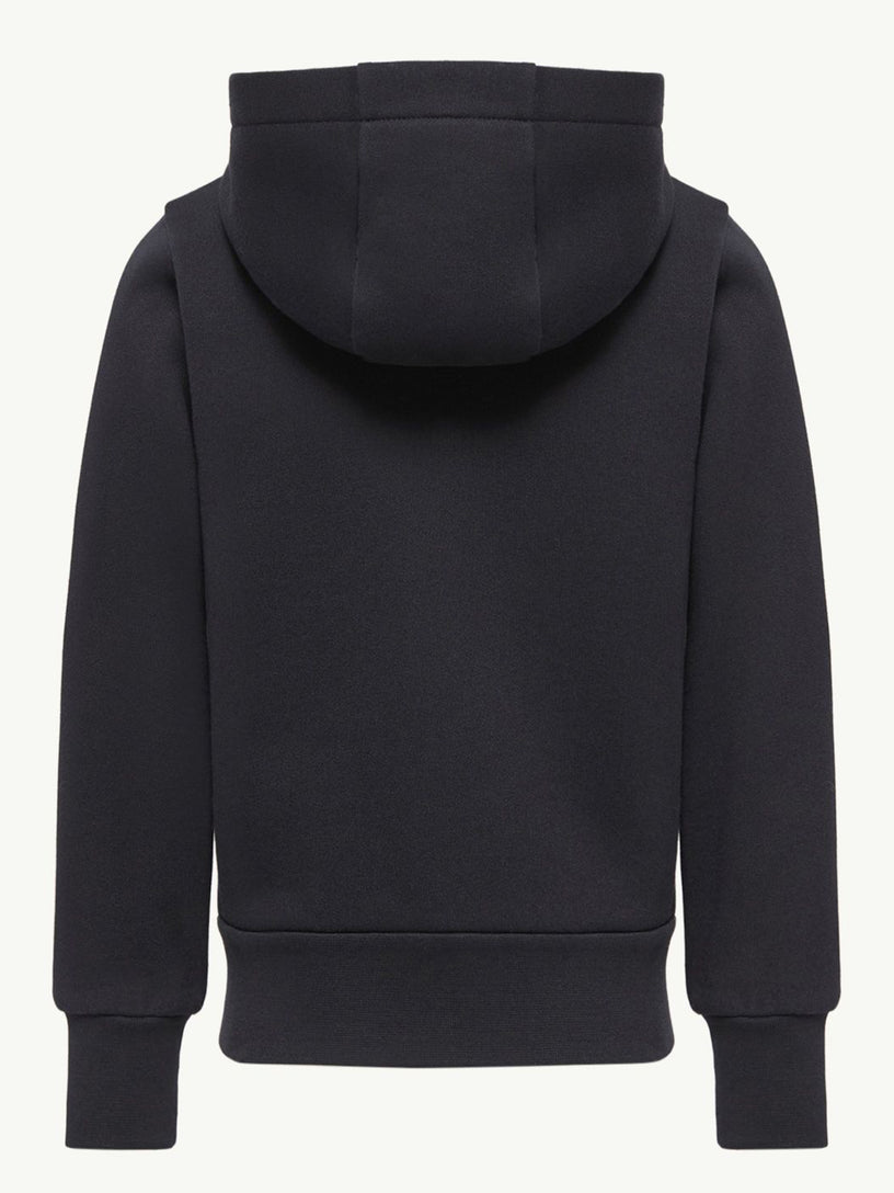 Felpa con patch logato, zip e cappuccio