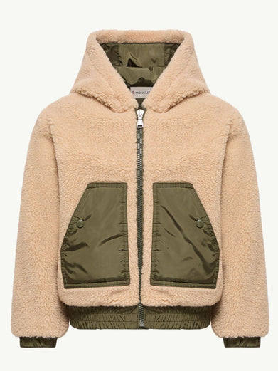 Felpa con cappuccio e zip in pile effetto teddy
