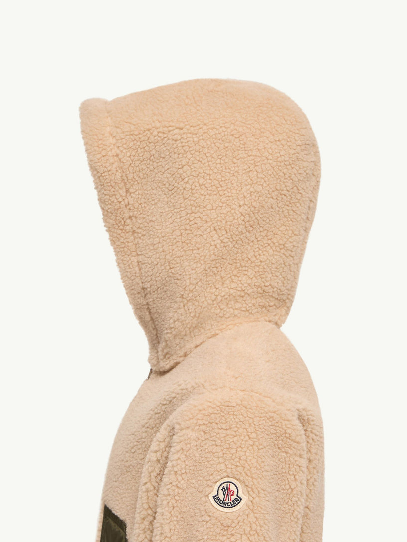 Felpa con cappuccio e zip in pile effetto teddy