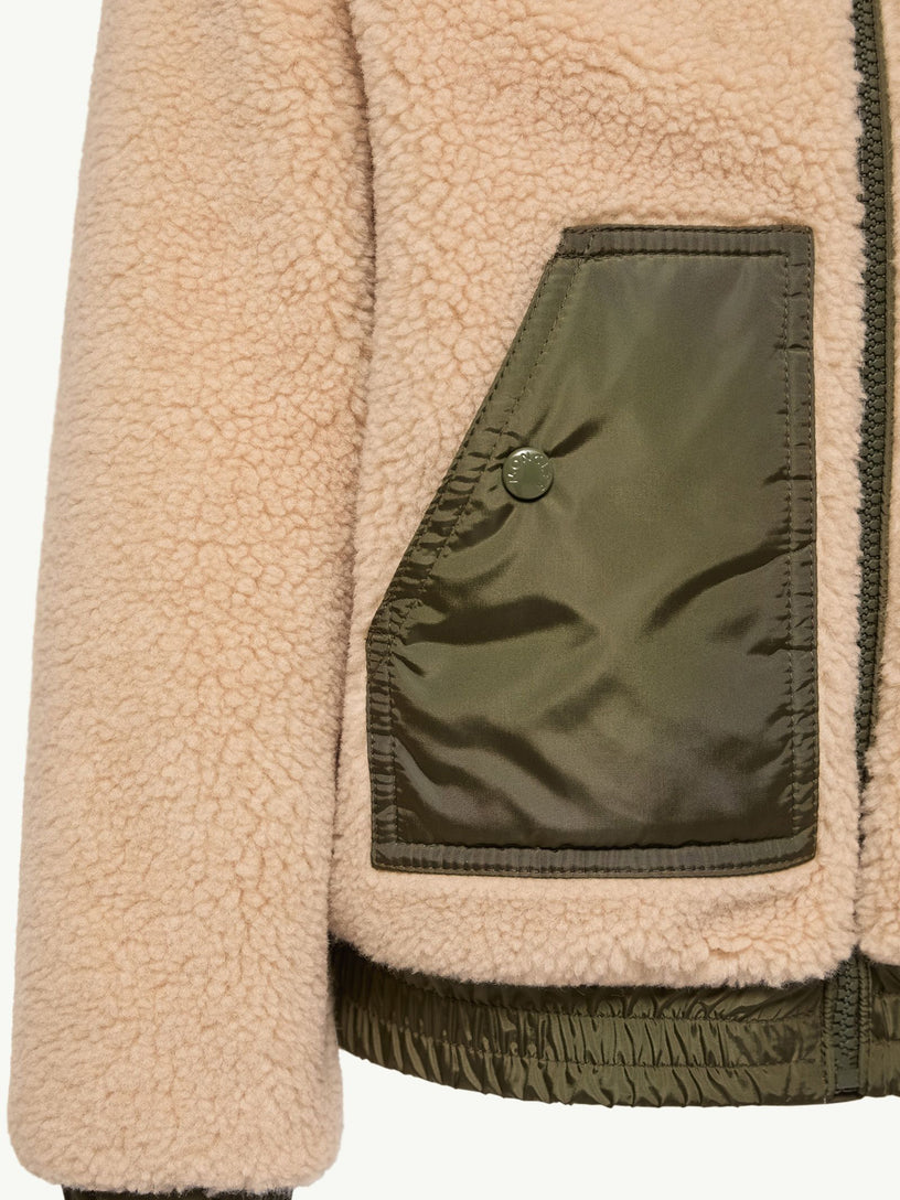Felpa con cappuccio e zip in pile effetto teddy