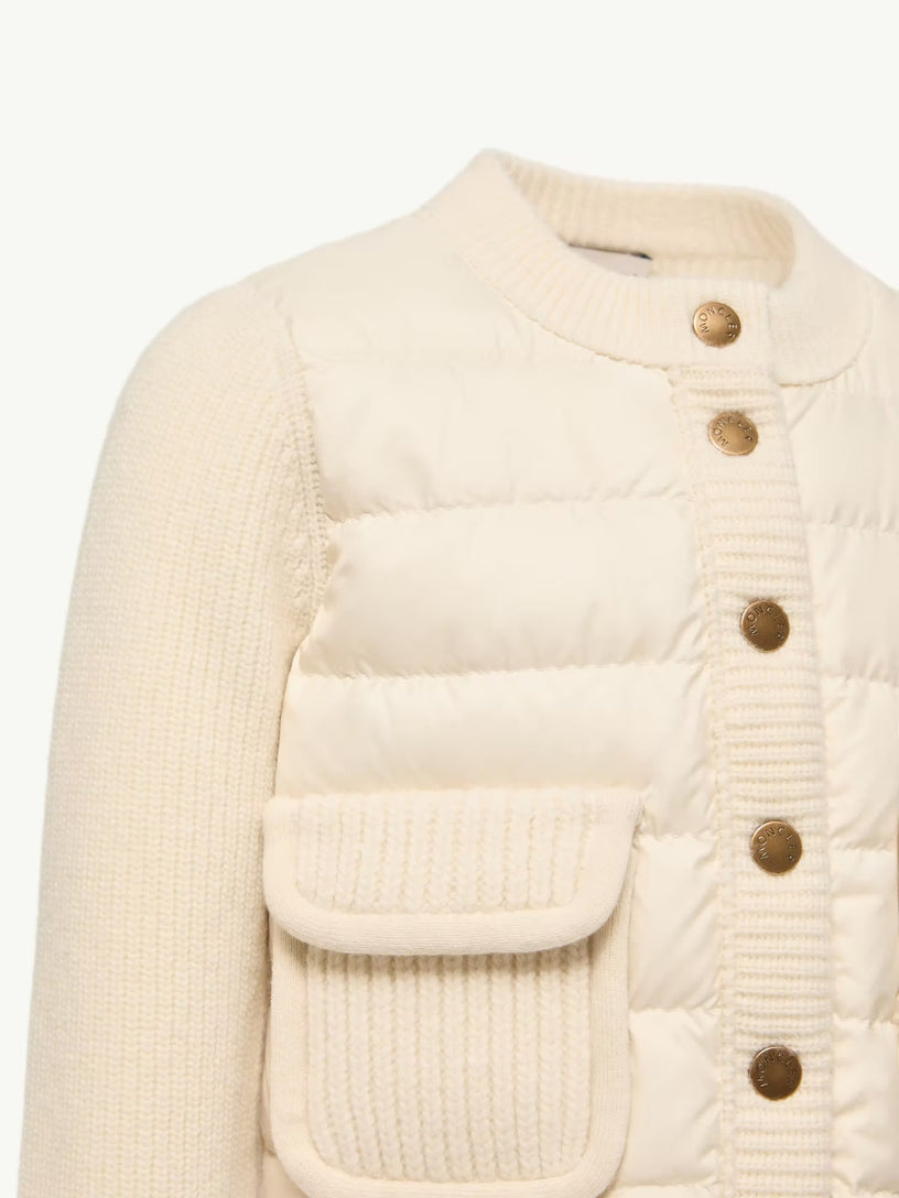 Cardigan imbottito in lana e cashmere