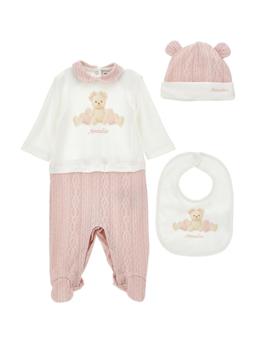 Set Bébé con Tutina, Cappellino e Bavaglino