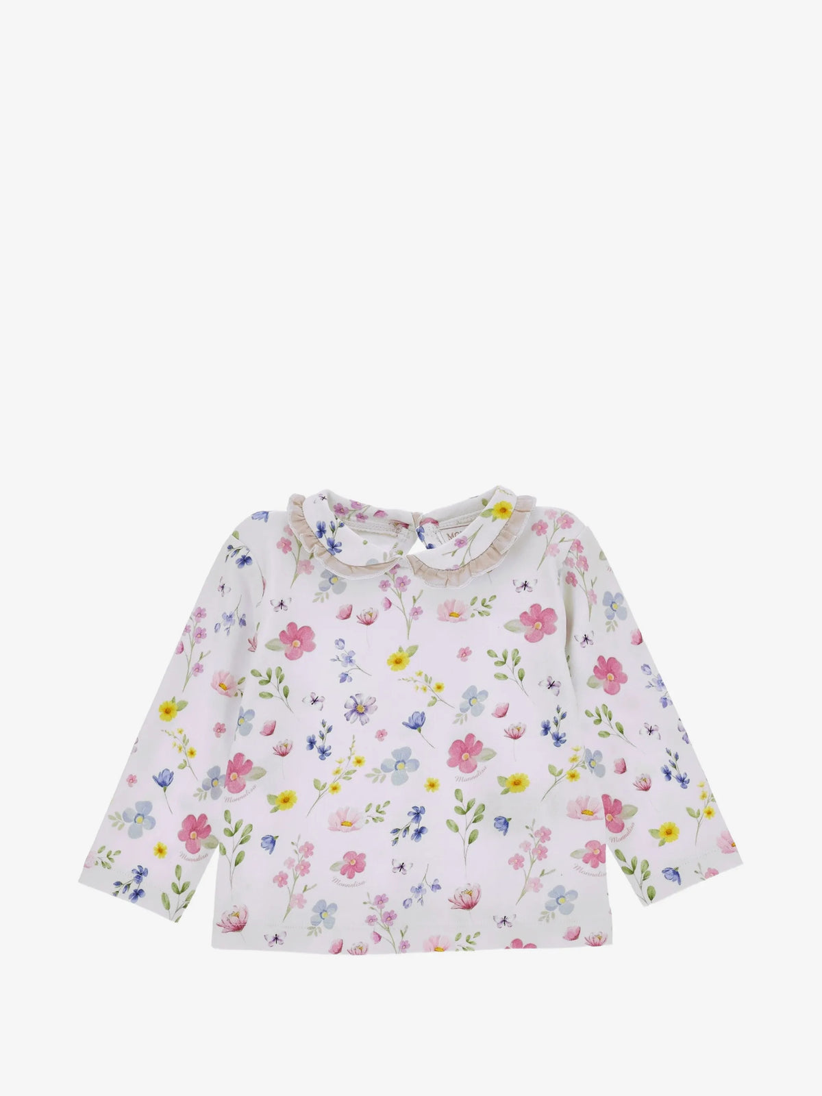 T-shirt stampa fiorellini colletto