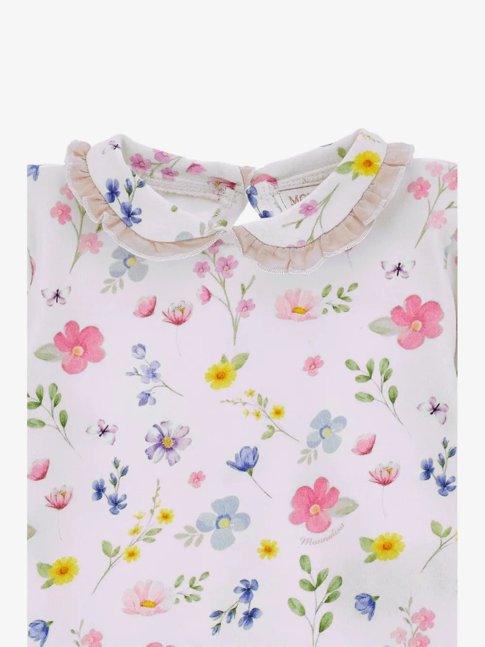 T-shirt stampa fiorellini colletto