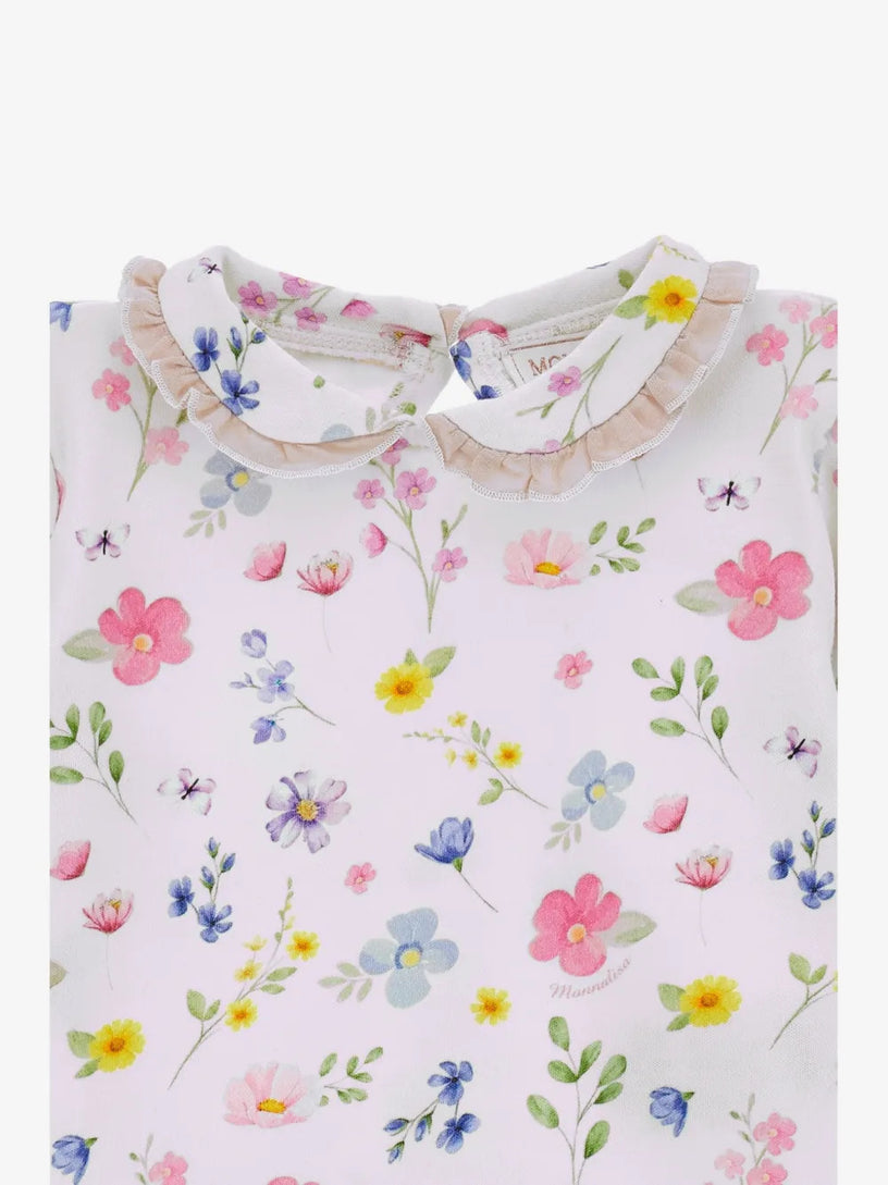 T-shirt stampa fiorellini colletto