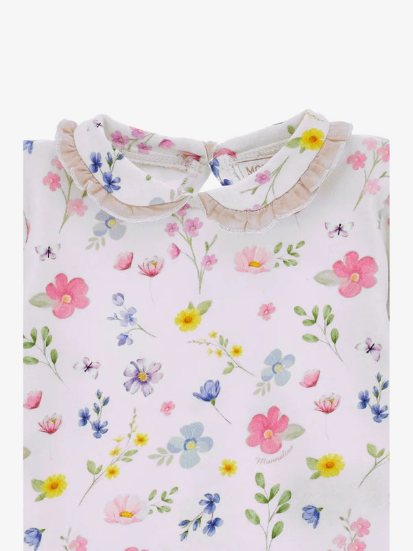 T-shirt stampa fiorellini colletto