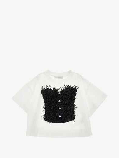 T-shirt frange e bottoni