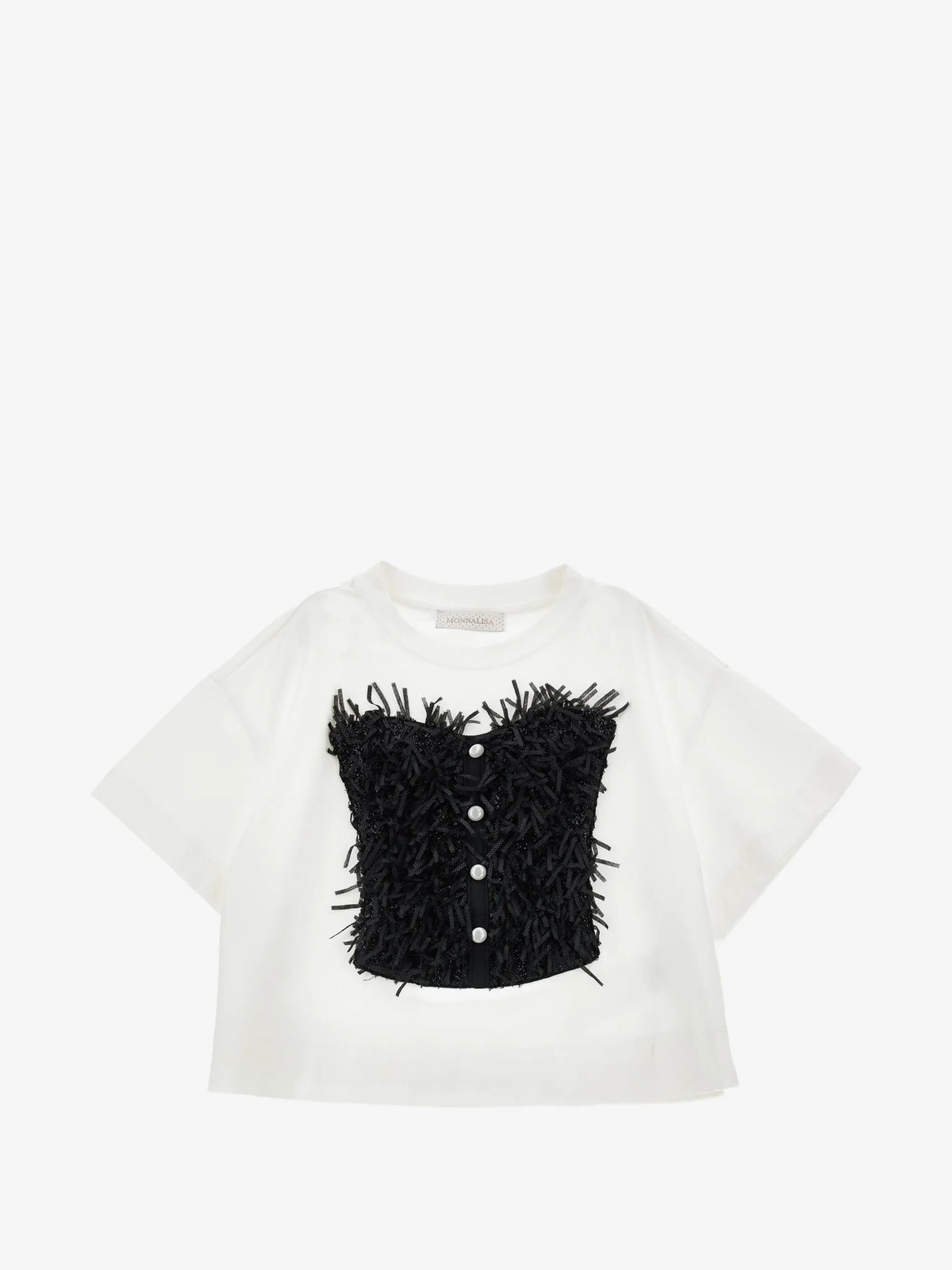 T-shirt frange e bottoni