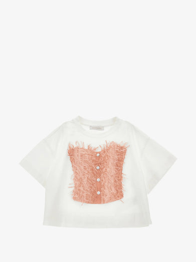 T-shirt frange e bottoni