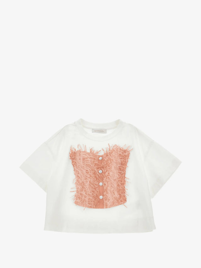 T-shirt frange e bottoni