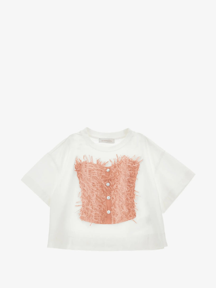 T-shirt frange e bottoni
