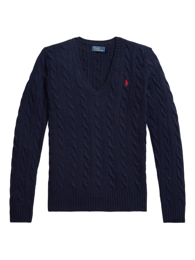 Maglia intrecciata con scollo a V