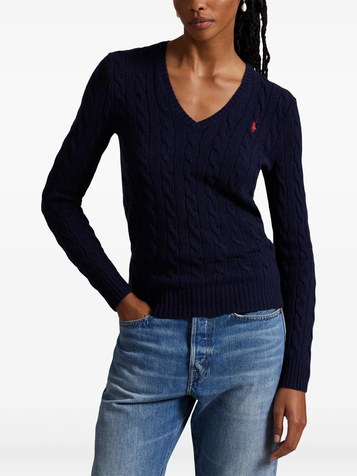 Maglia intrecciata con scollo a V