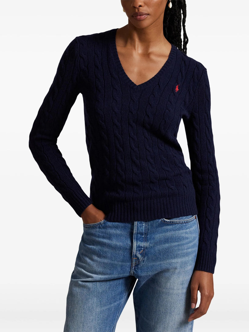 Maglia intrecciata con scollo a V