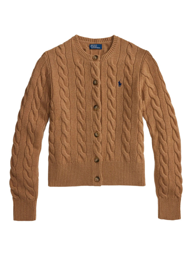 Cardigan a trecce in lana e cashmere