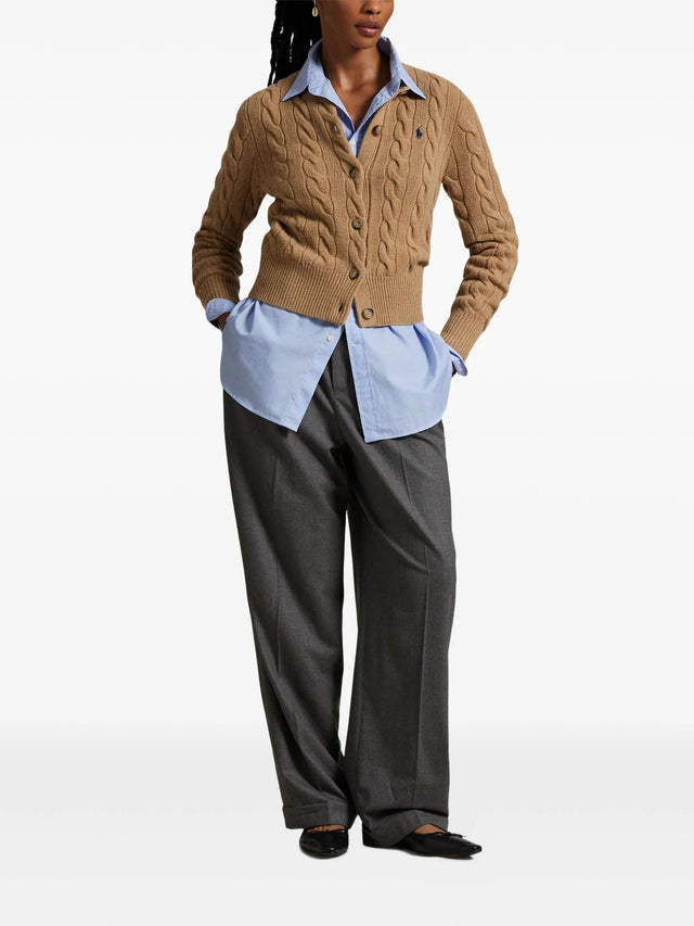 Cardigan a trecce in lana e cashmere