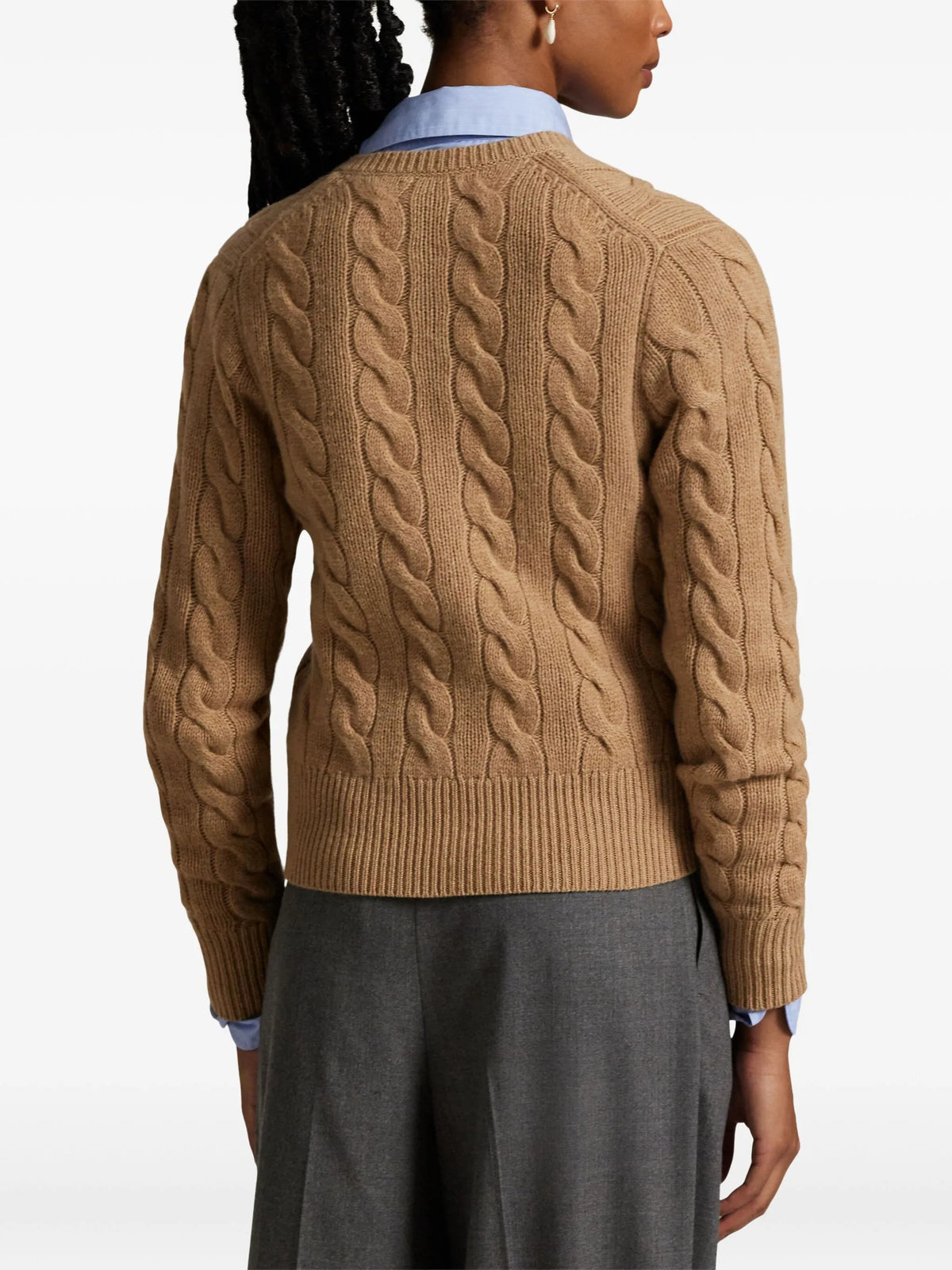 Cardigan a trecce in lana e cashmere
