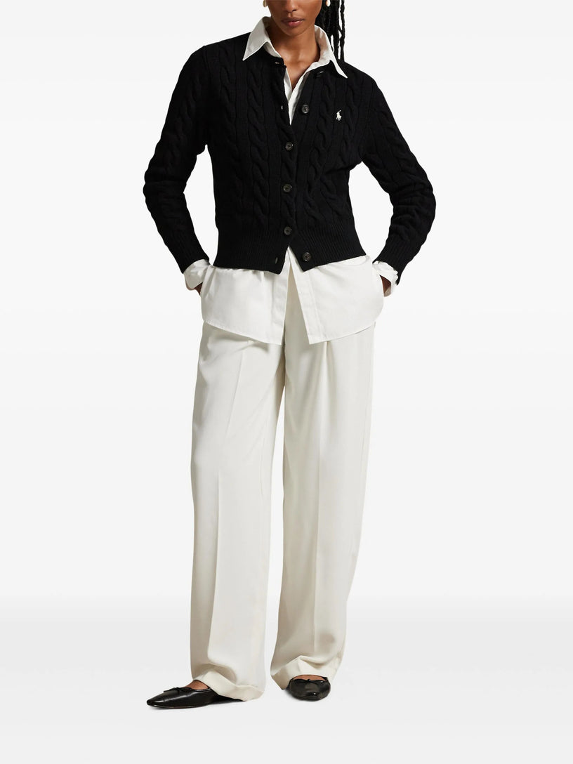 Cardigan a trecce in lana e cashmere