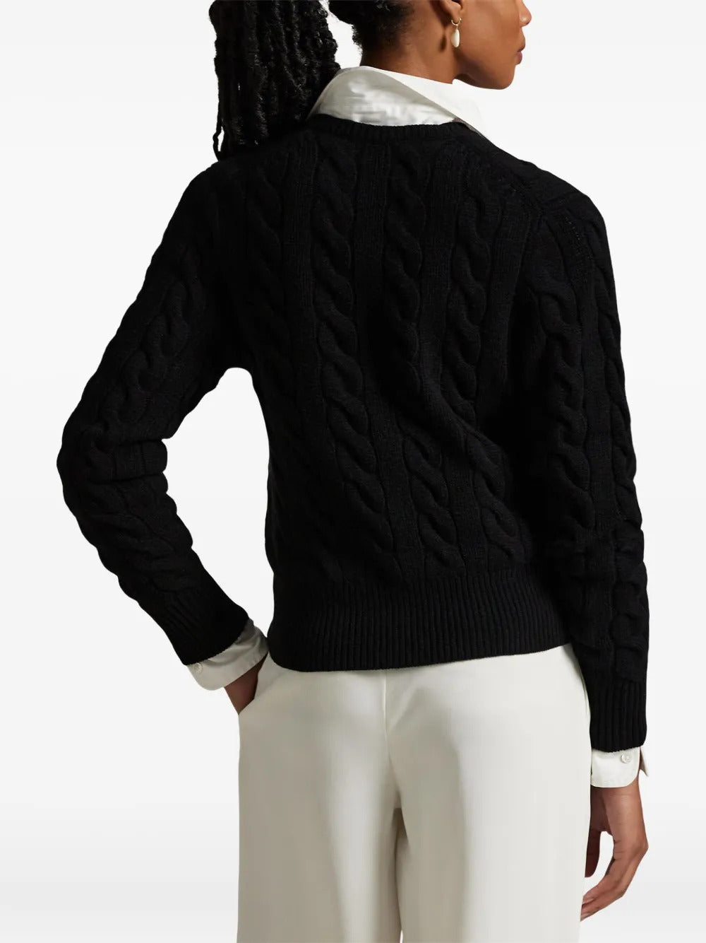 Cardigan a trecce in lana e cashmere
