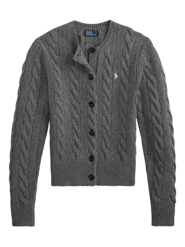 Cardigan a trecce in lana e cashmere