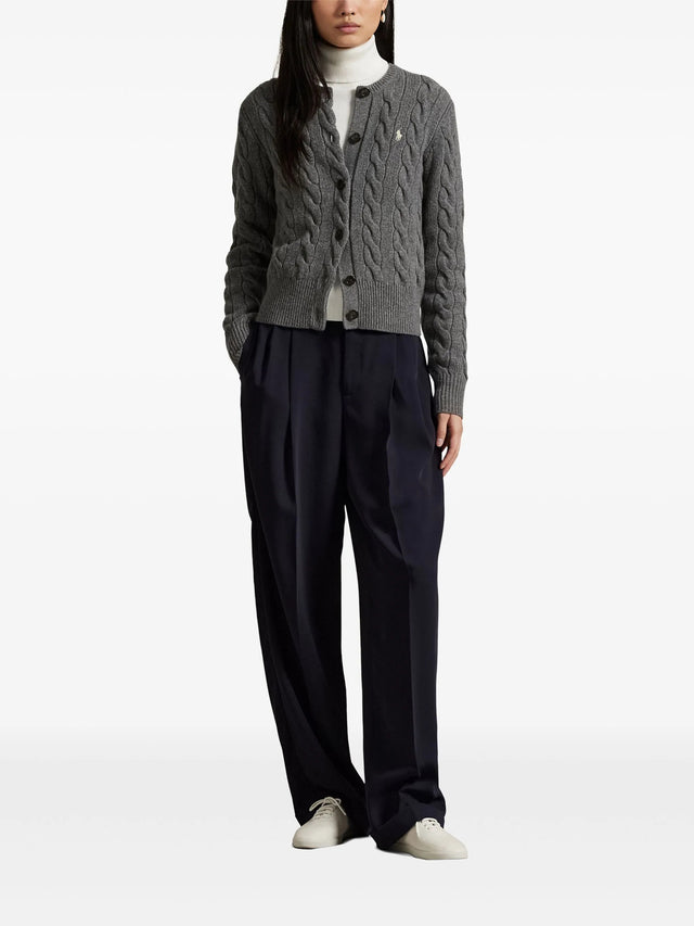 Cardigan a trecce in lana e cashmere