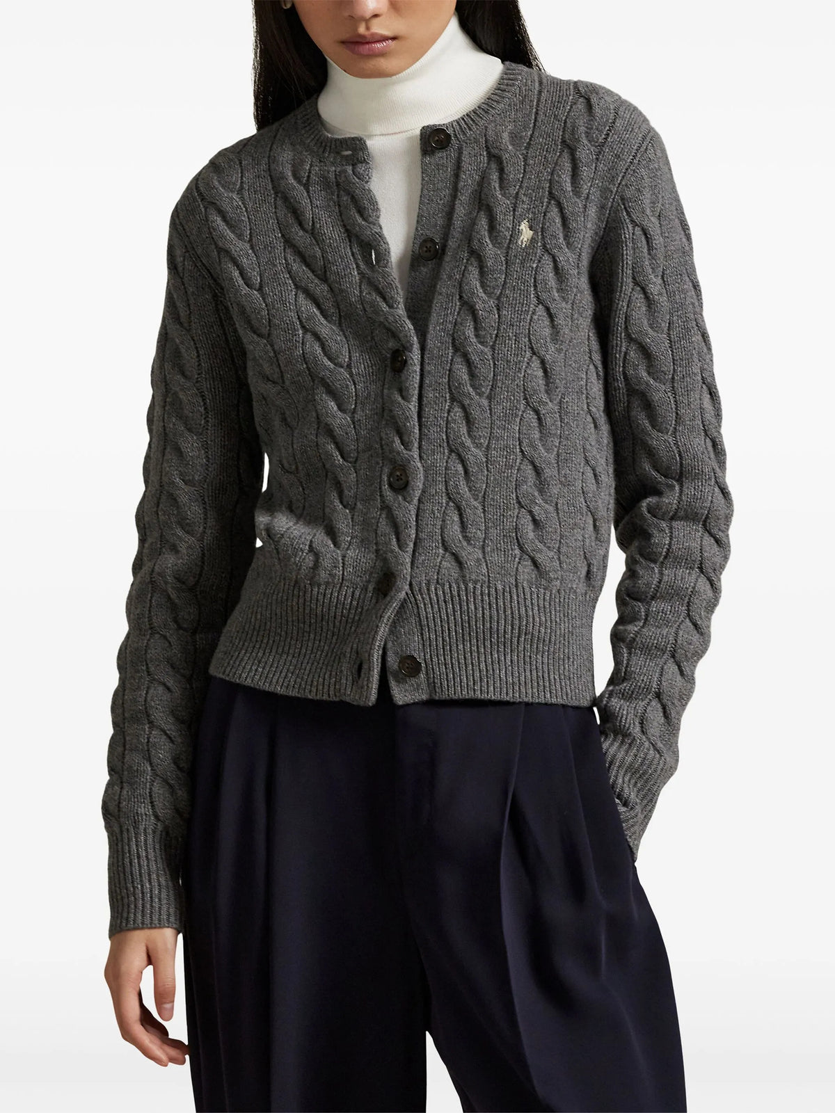 Cardigan a trecce in lana e cashmere