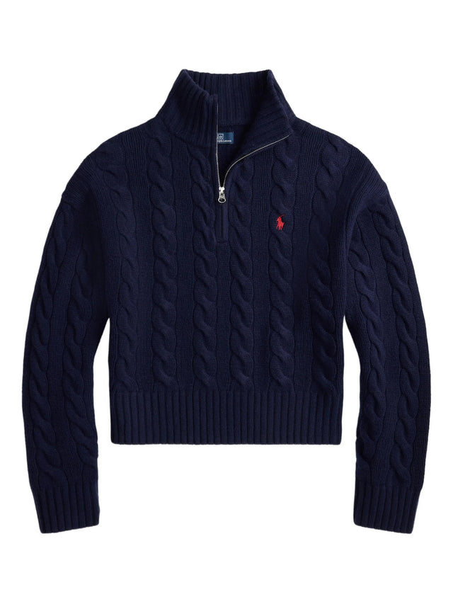 Maglia a trecce con cerniera