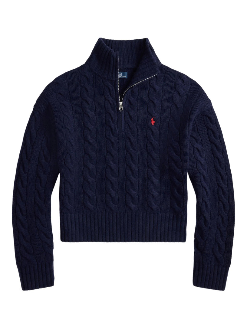 Maglia a trecce con cerniera