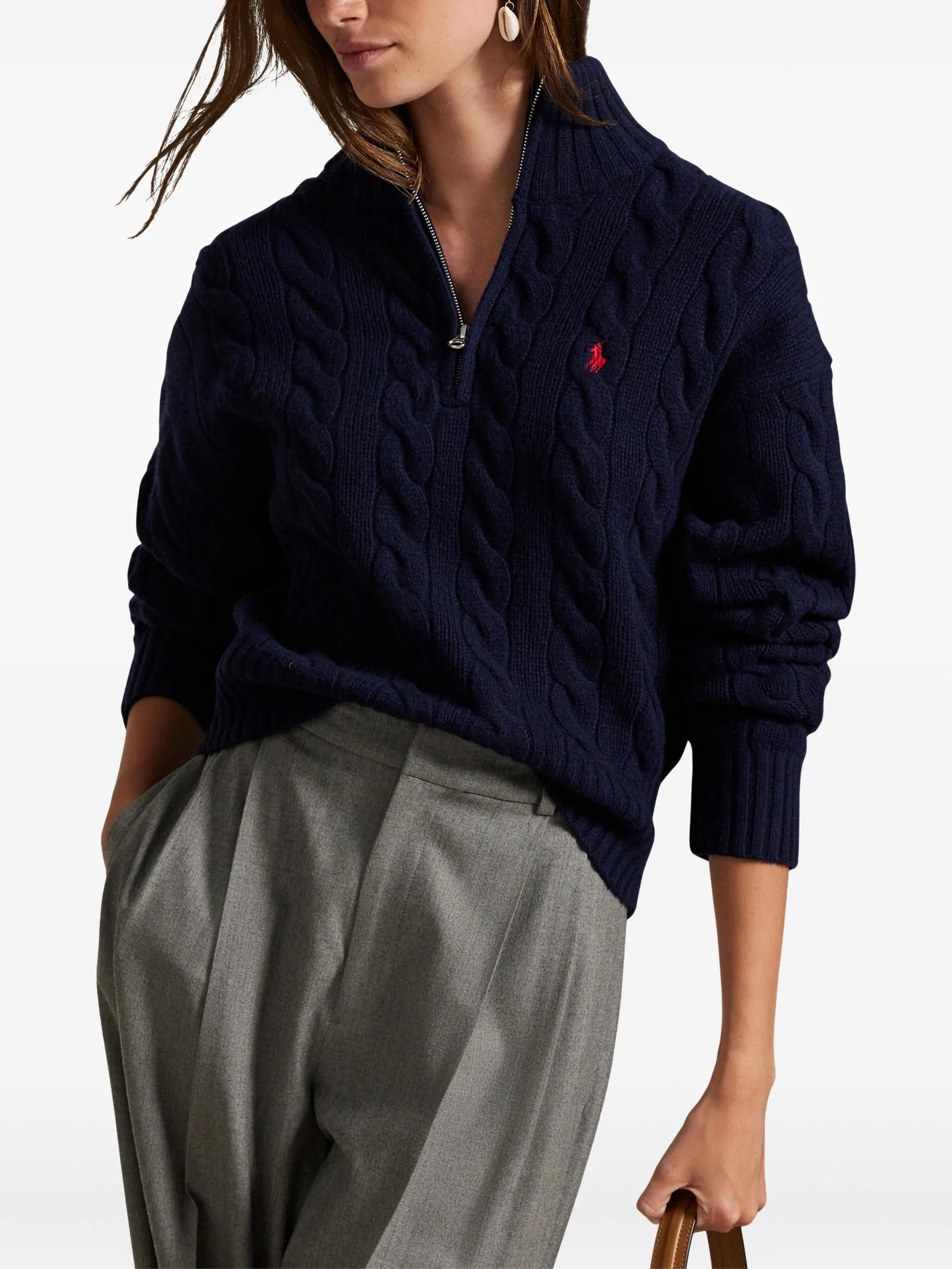 Cable-Knit Quarter-Zip Jumper POLO RALPH LAUREN Blu | Grifo210