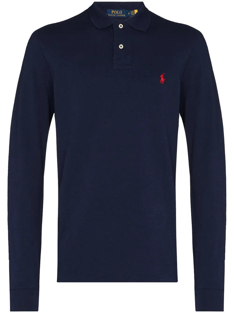 Polo in piqué manica lunga Slim-Fit