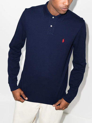 Polo in piqué manica lunga Slim-Fit