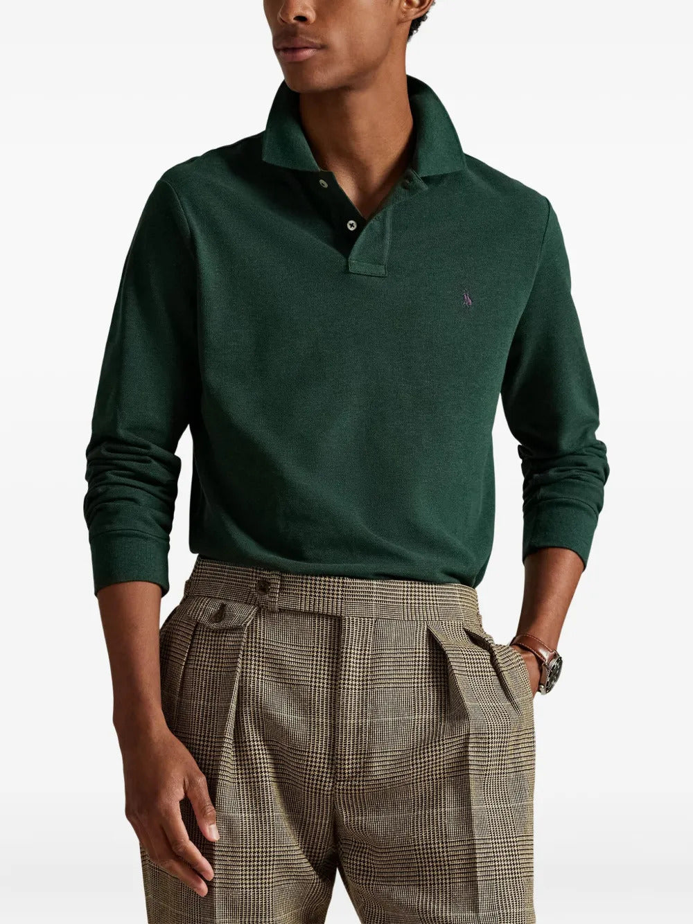 Polo in piqué manica lunga Slim-Fit