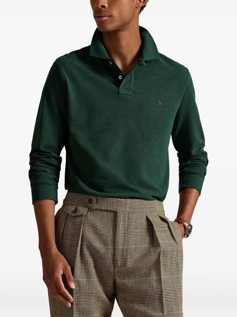 Polo in piqué manica lunga Slim-Fit