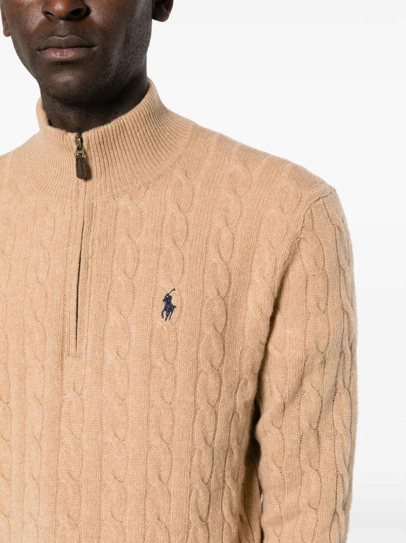 Maglia a trecce con cerniera